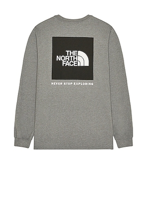 The North Face Long Sleeve Box NSE Tee in TNF Medium Grey Heather & TNF Black - Grey. Size L (also in ).