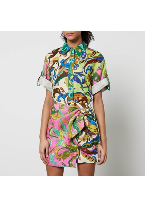 Alemais Yvette Floral-Print Linen Shirt - UK 6