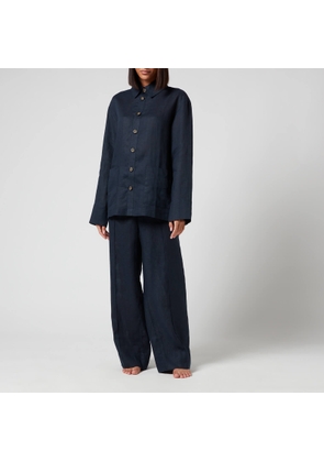 Sleeper Women's Unisex Linen Pajama Set with Pants - Navy - XS/M