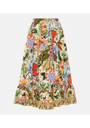 Etro High-rise floral cotton midi skirt