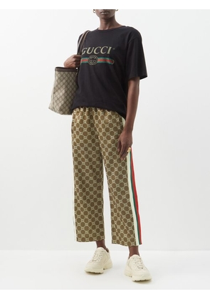 Gucci - GG-logo Print Jersey Track Pants - Womens - Brown Multi