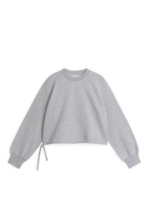 Cropped Drawstring Sweatshirt - Grey
