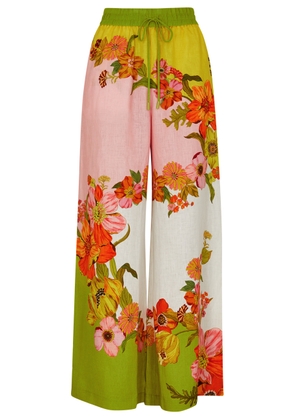 Alemais Silas Floral-print Linen Trousers - Multicoloured - 14 (UK14 / L)