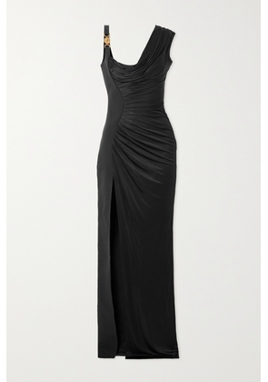 Versace - Asymmetric Embellished Draped Jersey And Crepe Gown - Black - IT36,IT38,IT40,IT42,IT44,IT46