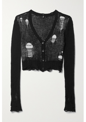 R13 - Cropped Layered Distressed Cashmere Cardigan - Black - x small,small,medium,large