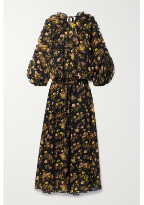 Kika Vargas - + Net Sustain Grace Ruffled Floral-print Chiffon Maxi Dress - Black - x small,small,medium,large