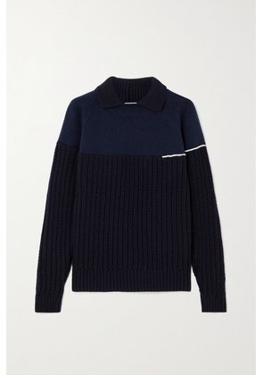 Victoria Beckham - Two-tone Ribbed Wool Sweater - Blue - x small,small,medium,large,x large