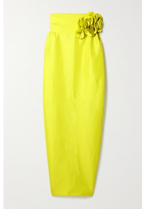 Kika Vargas - + Net Sustain Rosseta Strapless Appliquéd Dupioni Midi Dress - Yellow - x small,small,medium,large,x large