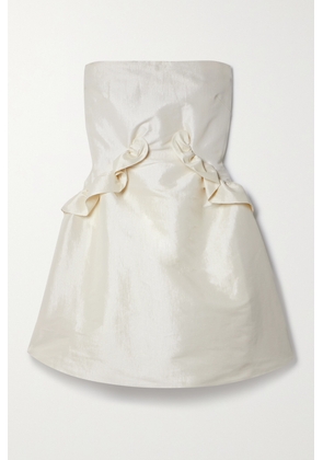 Kika Vargas - + Net Sustain Diana Strapless Ruffled Taffeta Mini Dress - Ecru - xx small,x small,small,medium,large,x large