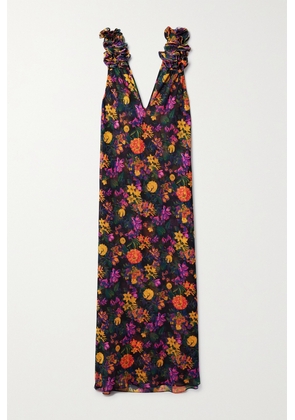 Kika Vargas - + Net Sustain Dionne Ruffled Floral-print Chiffon Maxi Dress - Orange - x small,small,medium,large
