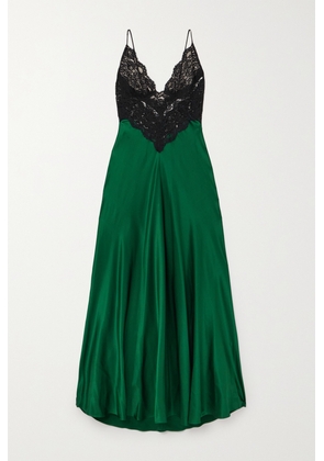 Rodarte - Silk-satin And Cotton-blend Lace Maxi Dress - Green - US0,US2,US4,US6,US8,US10