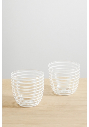Yali Glass - A Filo Goto Set Of Two Striped Glass Tumblers - White - One size