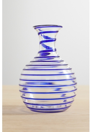 Yali Glass - A Filo Striped Glass Carafe - Blue - One size
