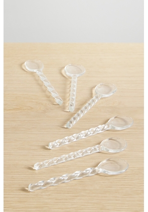 Yali Glass - Twist Set Of Six Glass Gelato Spoons - Neutrals - One size