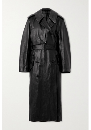 Balenciaga - Cocoon Double-breasted Belted Leather Trench - Black - FR34,FR36