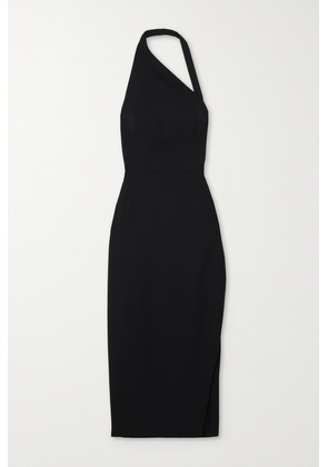 ST. AGNI - + Net Sustain Hudson Asymmetric Wool-blend Twill Halterneck Midi Dress - Black - x small,small,medium,large,x large