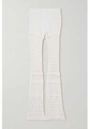 Retrofête - Kyla Iridescent Crochet-knit Slim-leg Pants - White - xx small,x small,small,medium,large