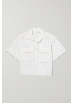 Zimmermann - Matchmaker Cropped Broderie Anglaise Cotton Shirt - Ivory - 00,0,1,2,3,4