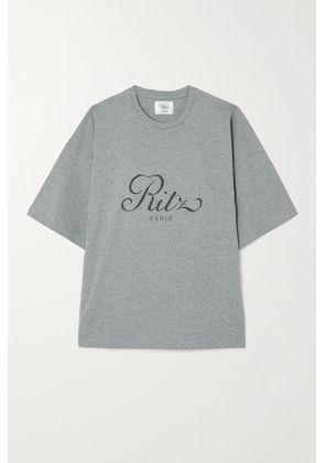 FRAME - + Ritz Paris Oversized Printed Cotton-jersey T-shirt - Gray - x small,small,medium,large