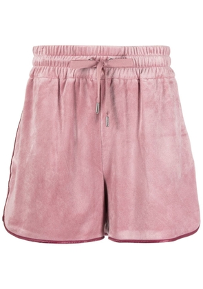 Moncler velvet-effect track shorts - Pink