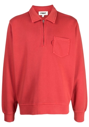 YMC Sugden half-zip cotton sweatshirt - Red