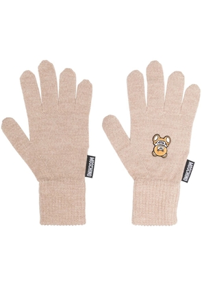 Moschino Teddy Bear knitted gloves - Neutrals