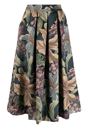 Alberto Biani floral-print pleated midi skirt - Neutrals