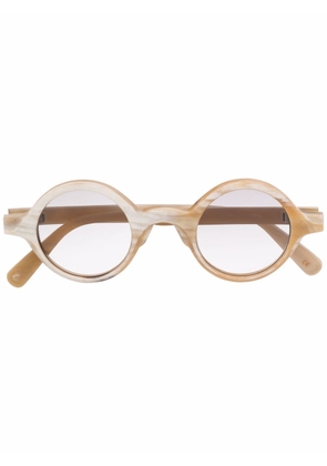 Uma Wang marbled round-frame sunglasses - Neutrals
