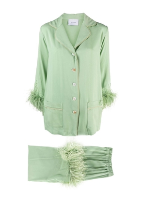 Sleeper Party feather-embellished pajama set - Green
