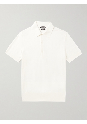 TOM FORD - Silk and Cotton-Blend Piquè Polo Shirt - Men - White - IT 44
