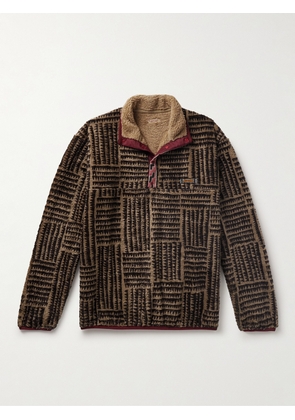 KAPITAL - Hacksaw Printed Fleece Half-Placket Sweatshirt - Men - Brown - 1