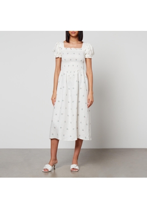 Sleeper Belle Floral-Print Shirred Linen Dress - L