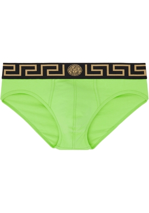 Versace Underwear Green Greca Border Briefs