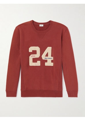 SAINT LAURENT - Embroidered Cotton-Jersey Sweatshirt - Men - Red - XS