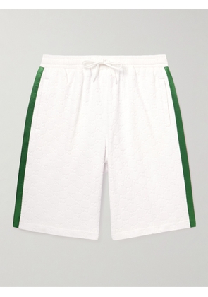 Gucci - Wide-Leg Satin-Trimmed Monogrammed Cotton-Blend Terry Shorts - Men - White - S