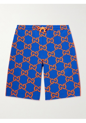 Gucci - Wide-Leg Jacquard-Knit Drawstring Shorts - Men - Blue - S