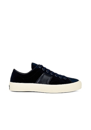 TOM FORD Stamped Croc Velvet Low Top Sneakers in Navy & Cream - Navy. Size 8 (also in 9, 9.5).