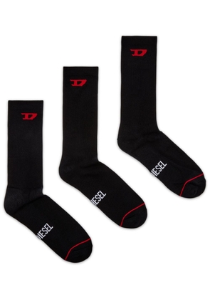 Diesel Dlogo-jacquard fine-ribbed socks (pack of three) - Black