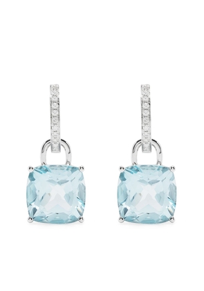 Kiki McDonough 18kt white gold Kiki Classics topaz and diamond detachable hoop earrings - Blue