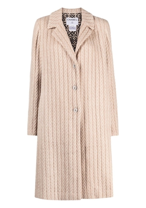 CHANEL Pre-Owned 2000 rope jacquard wool coat - Neutrals