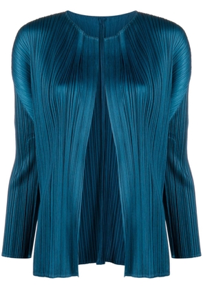 Pleats Please Issey Miyake pleated open-front cardigan - Blue