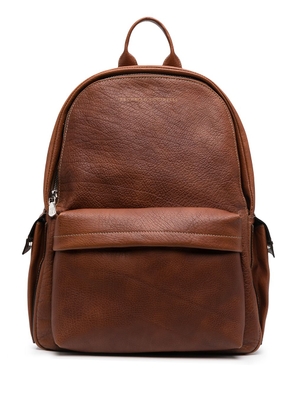 Brunello Cucinelli logo zipped backpack - Brown