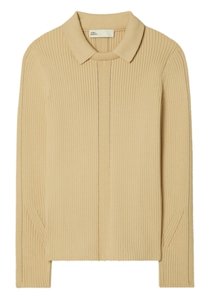 Tory Burch polo-collar ribbed-knit jumper - Neutrals