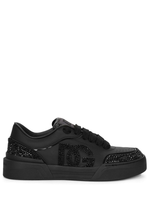 Dolce & Gabbana rhinestone-embellished leather sneakers - Black