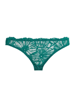 Dora Larsen Rae lace low-waist briefs, Green