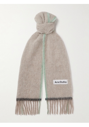 Acne Studios - Vally Fringed Knitted Scarf - Men - Neutrals