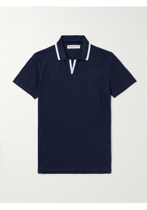 Orlebar Brown - Felix Striped Slim-Fit Linen-Piqué Polo Shirt - Men - Blue - S