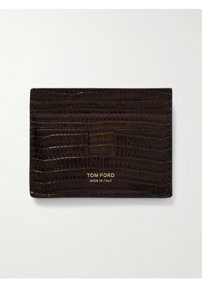 TOM FORD - Lizard-Effect Glossed-Leather Cardholder - Men - Brown