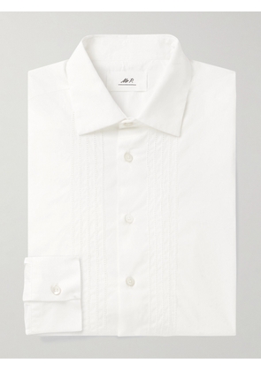 Mr P. - Cutaway-Collar Embroidered Cotton-Poplin Tuxedo Shirt - Men - White - XS