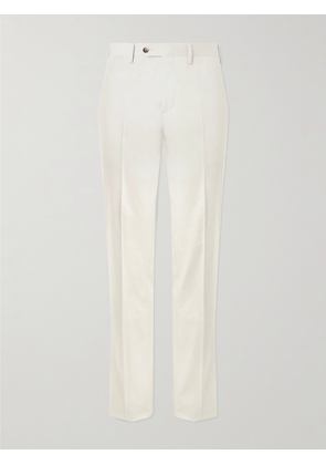 Lardini - Slim-Fit Straight-Leg Pleated Cotton-Blend Poplin Suit Trousers - Men - White - IT 46